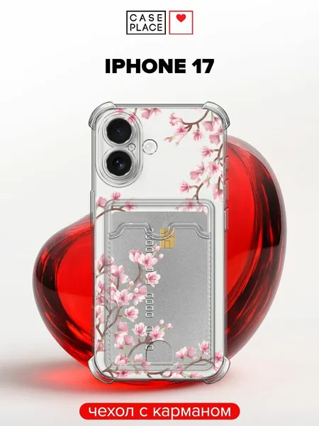 Чехол на Apple iPhone 17 (Айфон 17) с картой и принтом Весенняя сакура