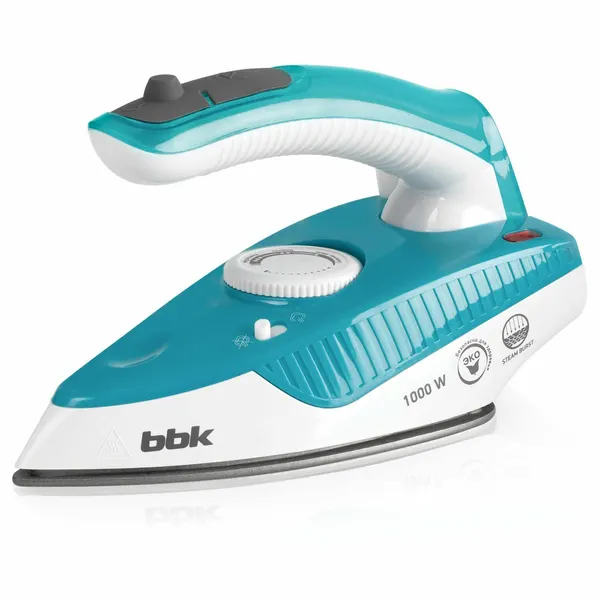 Дорожный утюг BBK ISE-1600, вертикальное отпаривание, бирюзовый