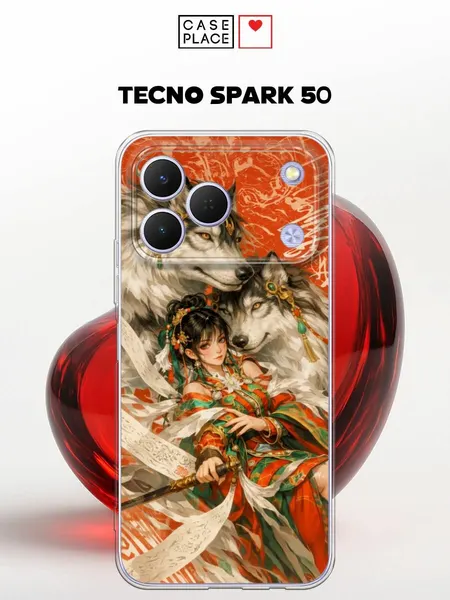 Чехол на Tecno Spark 50 / Текно Спарк 50 с принтом Духи волков