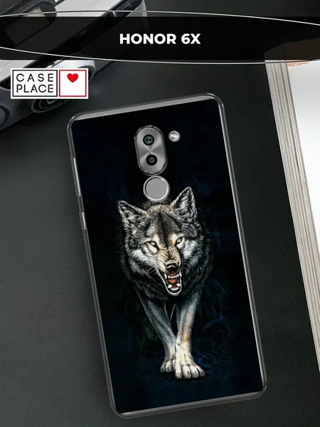 Чехол на Honor 6X / Хонор 6Х с принтом "Злобный волк из ночи"