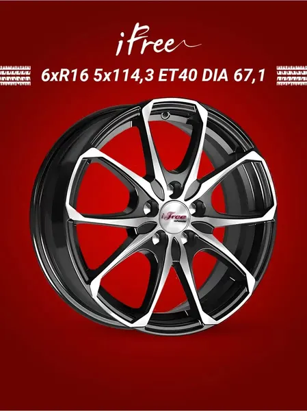 Диск автомобильный iFree Такеши 6x16 5x114,3 ET40 67,1 Блэк джек