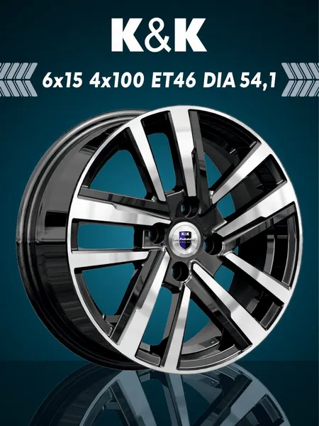 Диск автомобильный K&K Хант 6x15 4x100 ET46 54,1 Алмаз черный