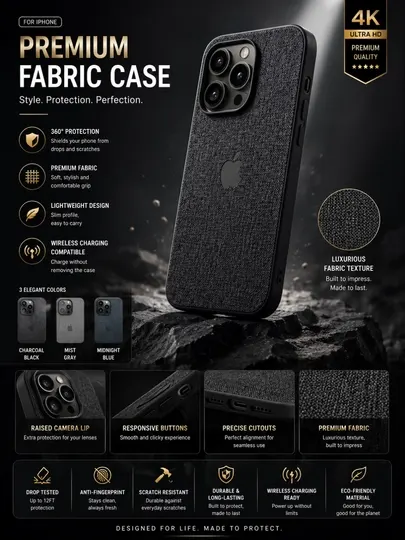 Тканевый чехол на айфон, черный чехол для iphone 11-13 Pro Max - Аксессуары и запчасти