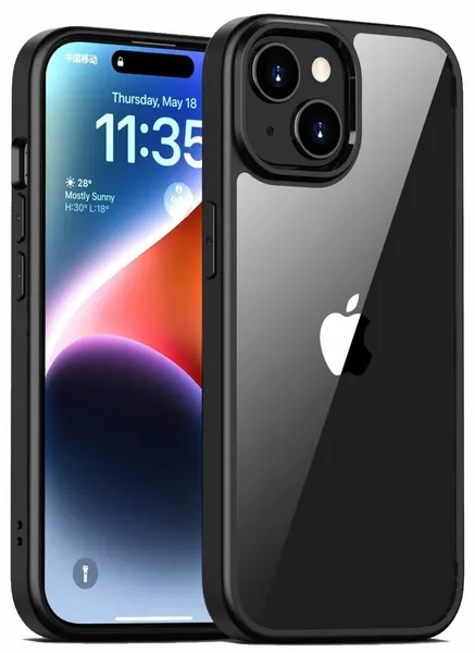 Чехол на IPhone 15 / Айфон 15 прозрачный с силиконовым кантом Crystal Case (Чёрный)