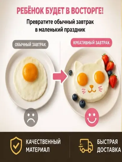Мини-сковорода в форме котика для приготовления панкейков и яиц антипригарное покрытие - Посуда для приготовления