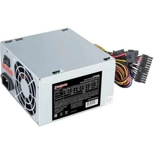 Блок питания ATX 550Вт ExeGate CP550 вентилятор 8см 24pin, CPU 4+4pin, PCI-E 6+2pin, 3 SATA, 2 Molex - серебристый
