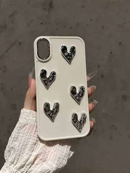 Чехол-накладка О'кейси для iPhone XR, силикон, с сердечками, белый