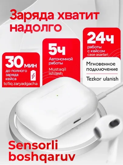 Наушники беспроводные Pods, для iPhone и Android, сенсорные - Наушники