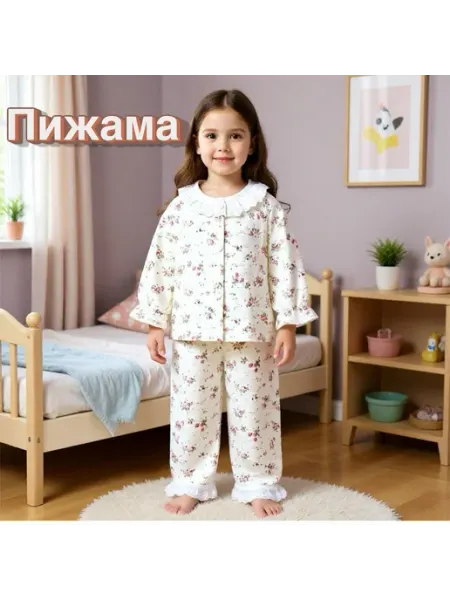 Пижама для девочки хлопок со штанами и рубашкой