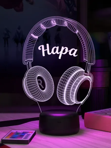 Ночник с именем Нара Наушники 3Д-НОЧНИК