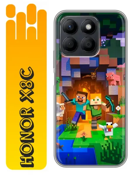 Чехол на Honor X8c Minecraft Майнкрафт (для мальчика) 360skin