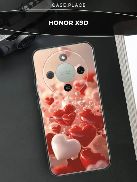Чехол на Honor X9d с сердечками Case Place
