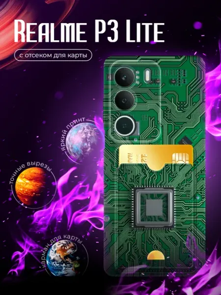 Чехол на P3 Lite с картой прозрачный Realme