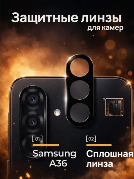 Защитное стекло на камеру для Samsung A36 Премиум G-rhino