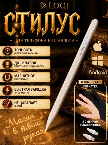 Стилус для телефона и планшета универсальный с наконечниками