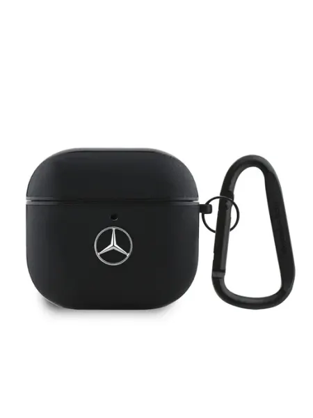 Чехол для Airpods 4 кожаный Genuine leather с карабином MERCEDES-BENZ