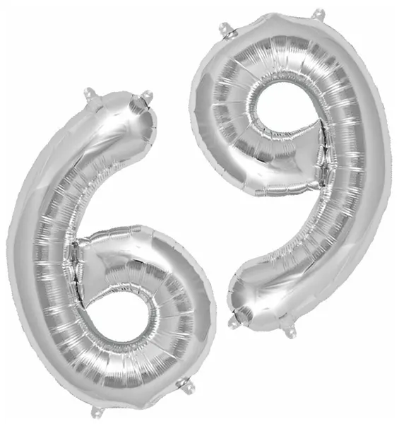 Воздушный шар фольгированный Riota Цифра 6/9, серебрянная, 101 см