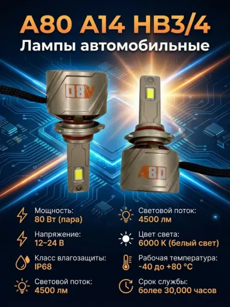 Автомобильные лампы A80 A14 HB3 4 pro100market