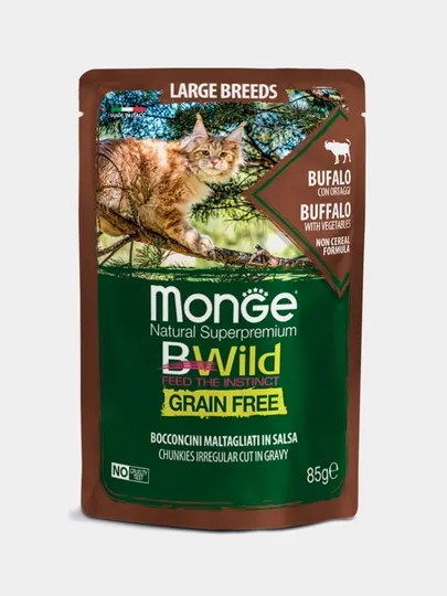 Пауч Monge Bwild Cat, буйвол с овощами