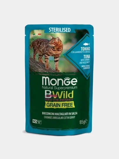Пауч Monge Bwild Cat, тунец с креветками и овощами