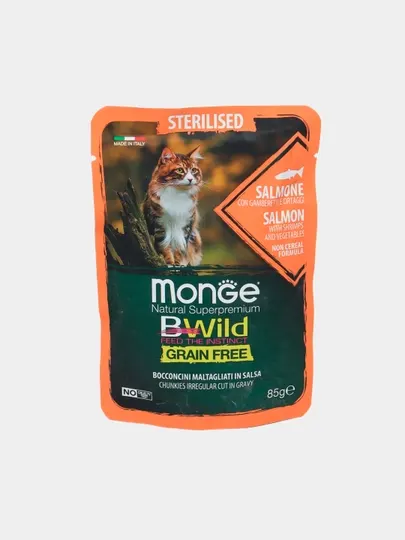 Влажный корм Monge Bwild Cat sterilised salmone with vegetable