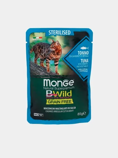 Влажный корм Monge Bwild Cat sterilised tuna with vegetable