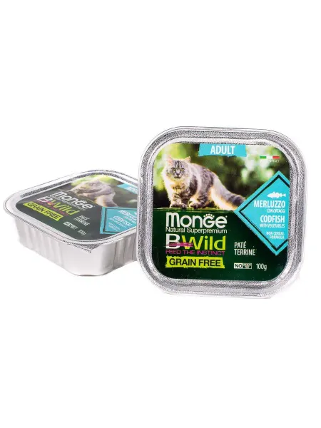 Консервы для кошек Monge Bwild из трески с овощами