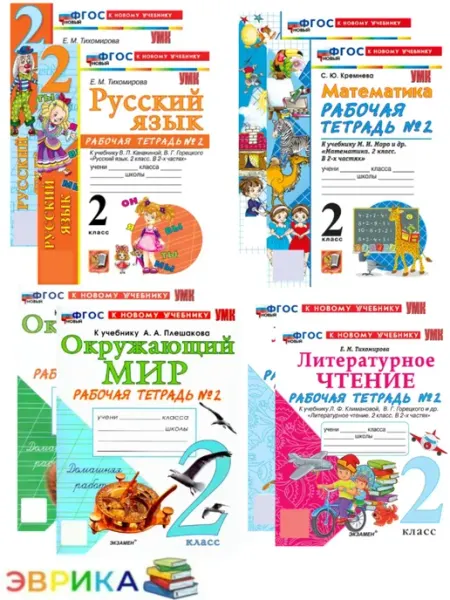 Комплект Рабочие тетради 2 кл Литер. Русский Окр. Матем