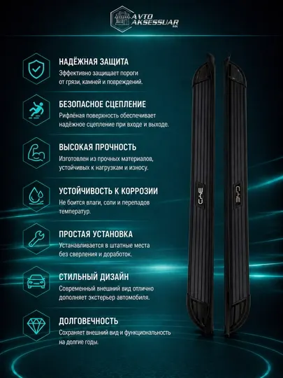 Пороги для автомобиля BYD Song Plus Champion черные накладки защита