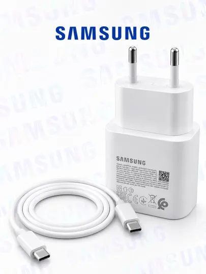 Зарядное устройство Samsung 25W PD, адаптер USB Type-C + кабель Type-C–Type-C 3A - Аксессуары и запчасти