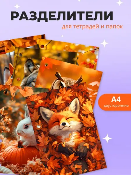 Разделители pinterest для тетради А4, животные из пинтерест MAJIVVI HOME