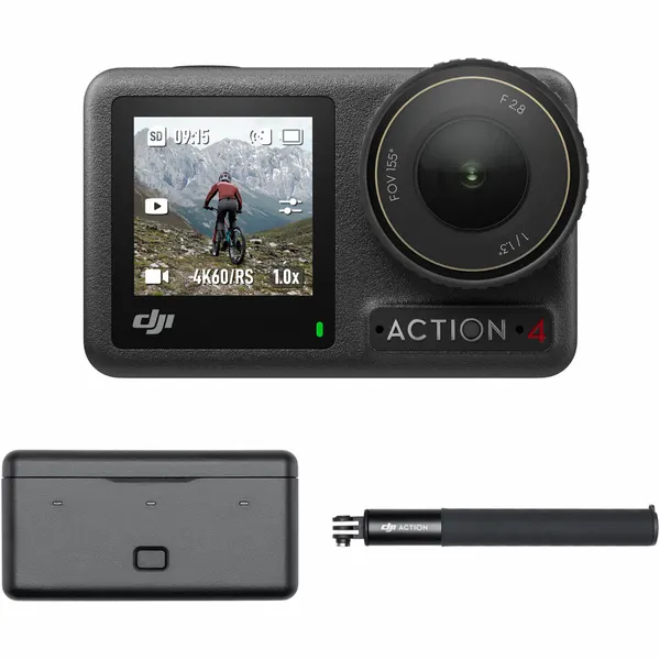 Экшн-камера DJI Osmo Action 4 Adventure Combo, 4K с матрицей 1/1,3 дюйма, черный