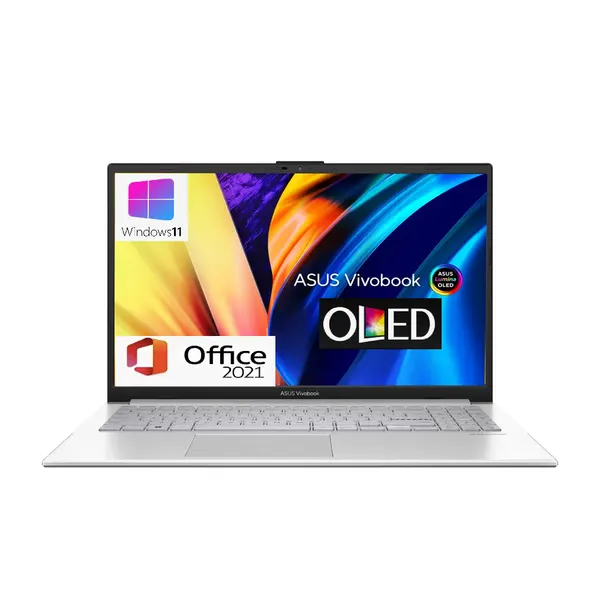 15.6" Ноутбук Asus VivoBook OLED , Ryzen 5-7520U, RAM 16 GB DDR5, SSD 1024GB, Windows 11 Pro + Office 2021, Серебристый, Русская раскладка клавиатуры