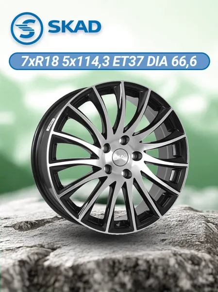 Диск автомобильный K&K Вудроф 7x18 5x114,3 ET37 66,6 Алмаз черный