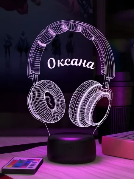 Ночник с именем Оксана Наушники 3Д-НОЧНИК