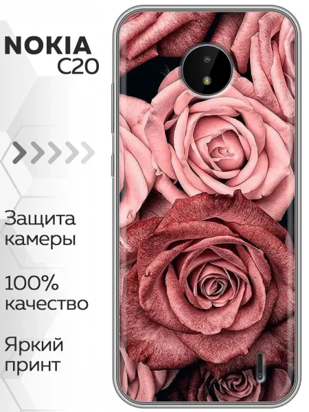 Marketclub Чехол на Nokia C20 женский принт цветы
