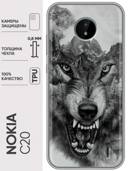 Trendmall Чехол на Nokia C20 Волк (мужской)