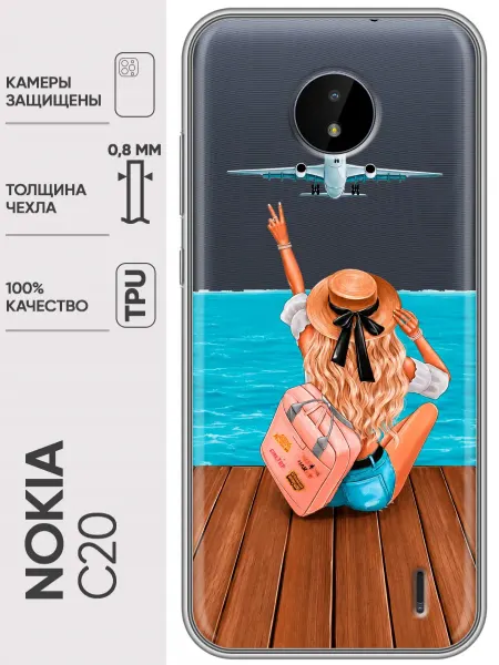 Trendmall Чехол на Nokia C20 Девушка на море (женский)