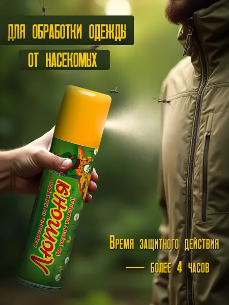 Средство от насекомых, для обработки одежды и тела Лютоня, 210 мл