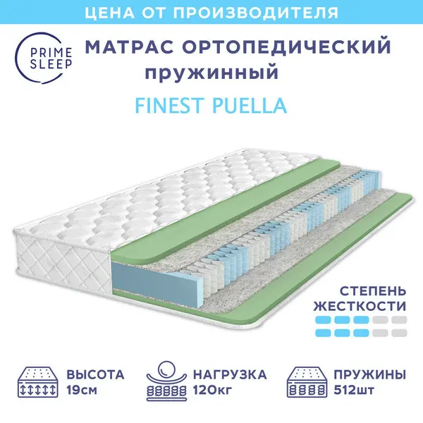 Матрас Prime Sleep Finest Puella 75х190, ортопедический, независимые пружины, двусторонний