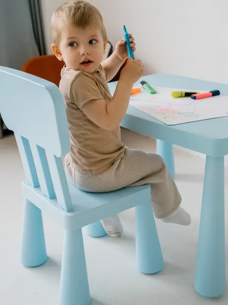 Стул детский BABYROX MINI, пластик, голубой, скандинавский дизайн