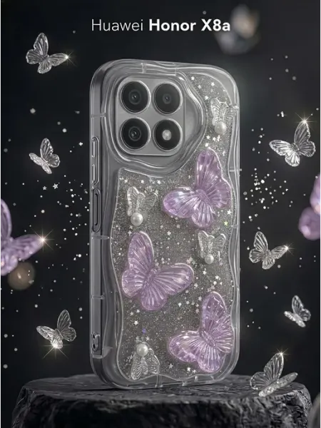 Рельефный чехол с 3D бабочками на Honor X8a ЧЕХОЛБЕРИ