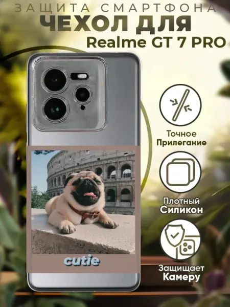 Чехол на Realme GT 7 Pro с принтом мопс PRINTberries