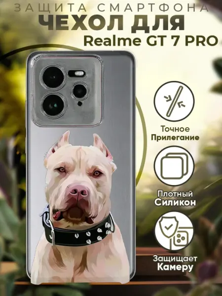 Чехол на Realme GT 7 Pro с принтом питбуль PRINTberries