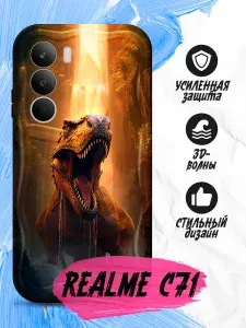 Противоударный чехол с волнами для Realme C71 (Реалми С71) прозрачный, противоударный, с принтом
