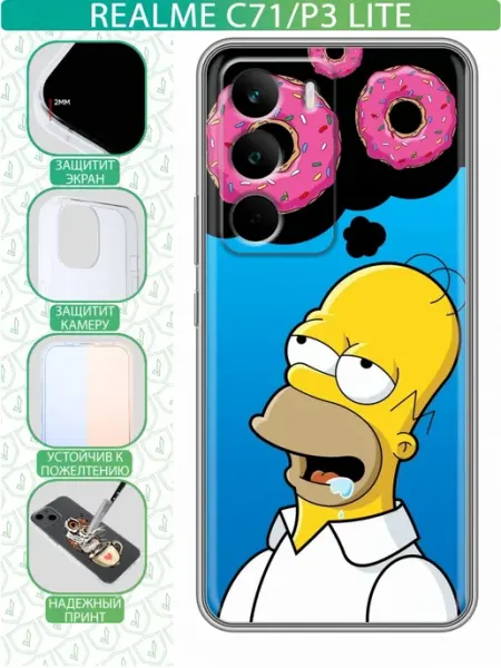 Чехол на Realme C71 с принтом Симпсоны inThisCase