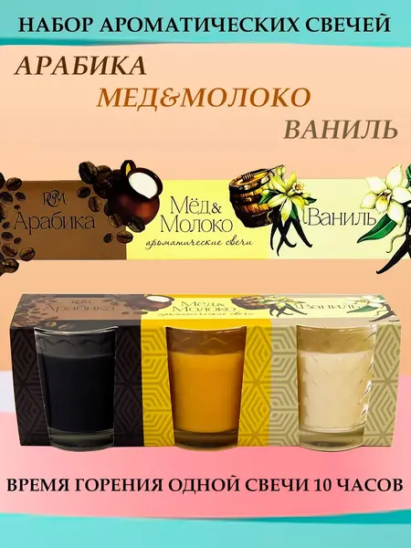 Свечи "Арабика, Мед и Молоко, Ваниль" от Русской Свечной Мануфактуры