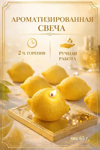 Свеча лимон, подарок, свеча фрукт, формовая свеча, весенняя коллекция, аромат лимона