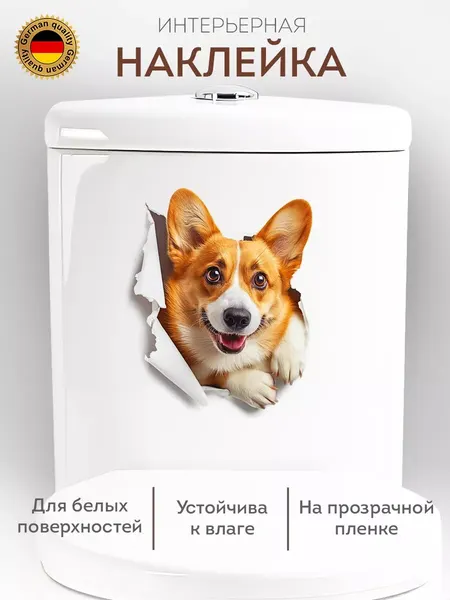 Наклейка с собачкой корги интерьерная прикольная