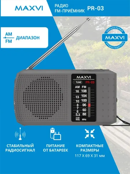 Карманный радиоприемник портативный AM FMPR-03 mini серый